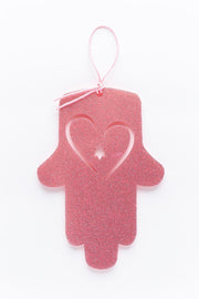 Ariel Tidhar Wall Hamsas Pink Petite Wall Hamsa with Heart - Pink Glitter
