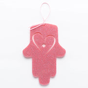 Ariel Tidhar Wall Hamsas Pink Petite Wall Hamsa with Heart - Pink Glitter