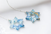 Ariel Tidhar Earrings Gold Glitter Magen Blue Marble and Silver Threader Earrings