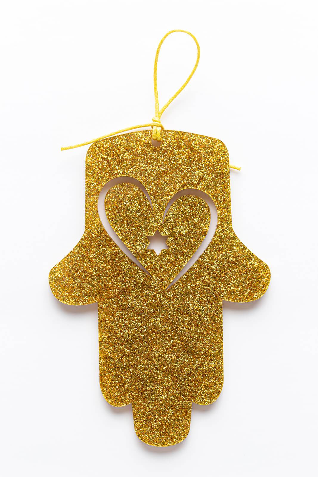 Ariel Tidhar Wall Hamsas Gold Petite Wall Hamsa with Heart - Gold Glitter