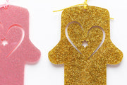 Ariel Tidhar Wall Hamsas Gold Petite Wall Hamsa with Heart - Gold Glitter