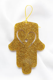 Ariel Tidhar Wall Hamsas Gold Petite Wall Hamsa with Heart - Gold Glitter