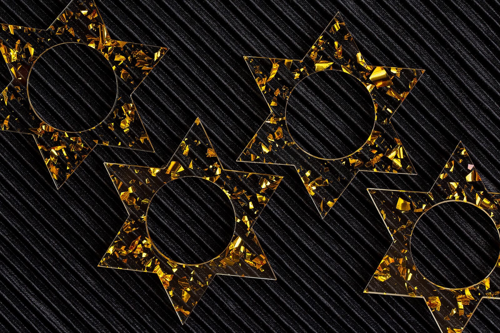 Ariel Tidhar Napkins Magen David Napkin Rings - Gold Fleck