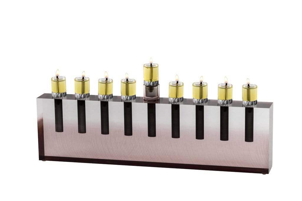Apeloig Collection Menorah Smoke / No Oil Cups Acrylic Oil Menorah - (Choice of Colors)