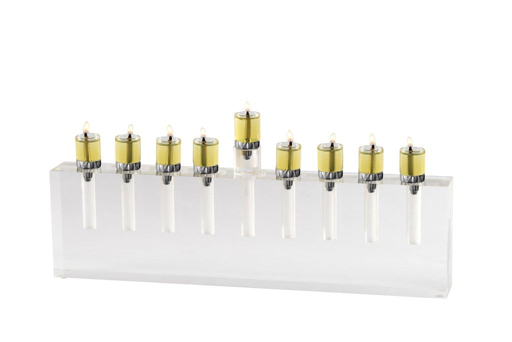Apeloig Collection Menorah White / No Oil Cups Acrylic Oil Menorah - (Choice of Colors)