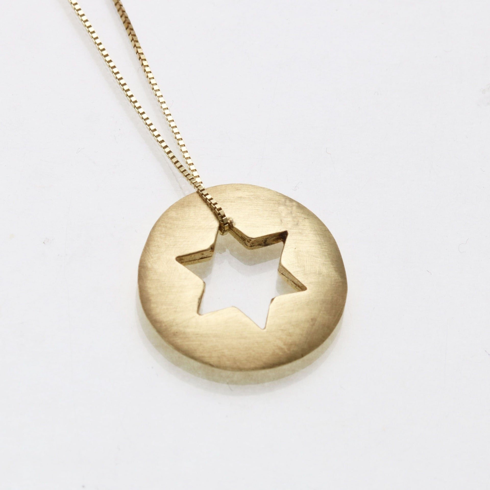 Bareket Jewelry Necklaces 14k Gold 24k Matte Gold Open Star of David Necklace