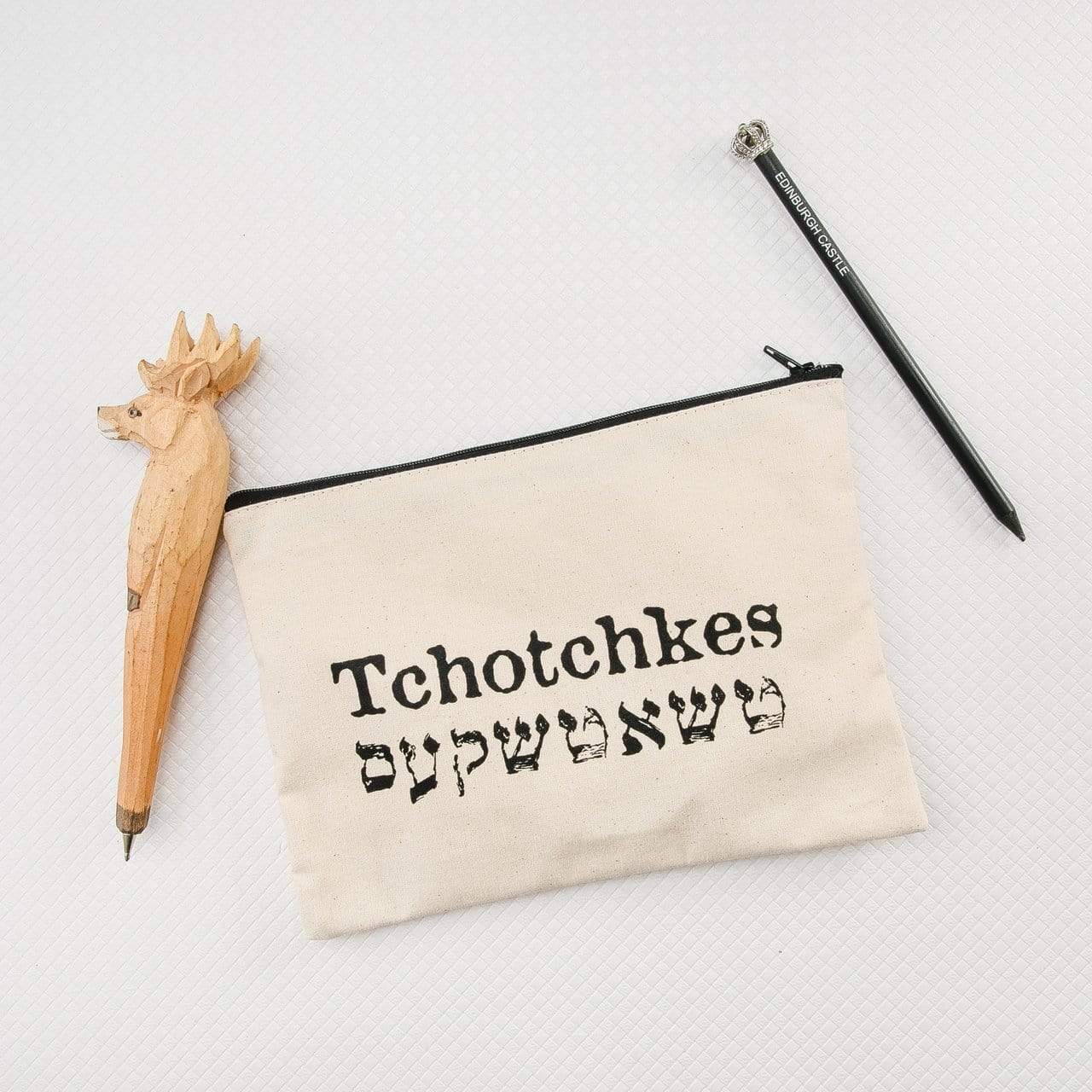 Barbara Shaw Tote Bags & Cases White Yiddish Tchotckes Pouch