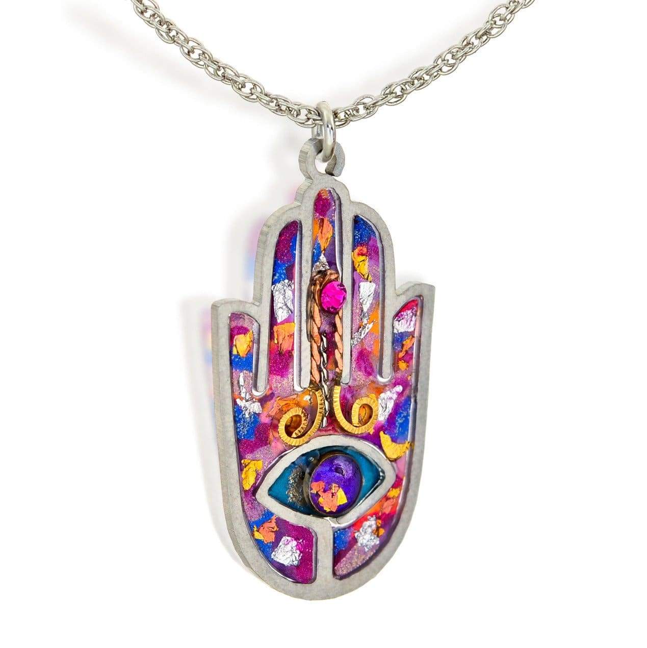 Seeka Necklaces Pink Seeka Handpainted Colorful Hamsa Necklace