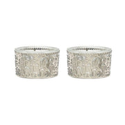 Yair Emanuel Candlesticks T-lite Holders With Metal Cutout of Jerusalem by Yair Emanuel - Silver
