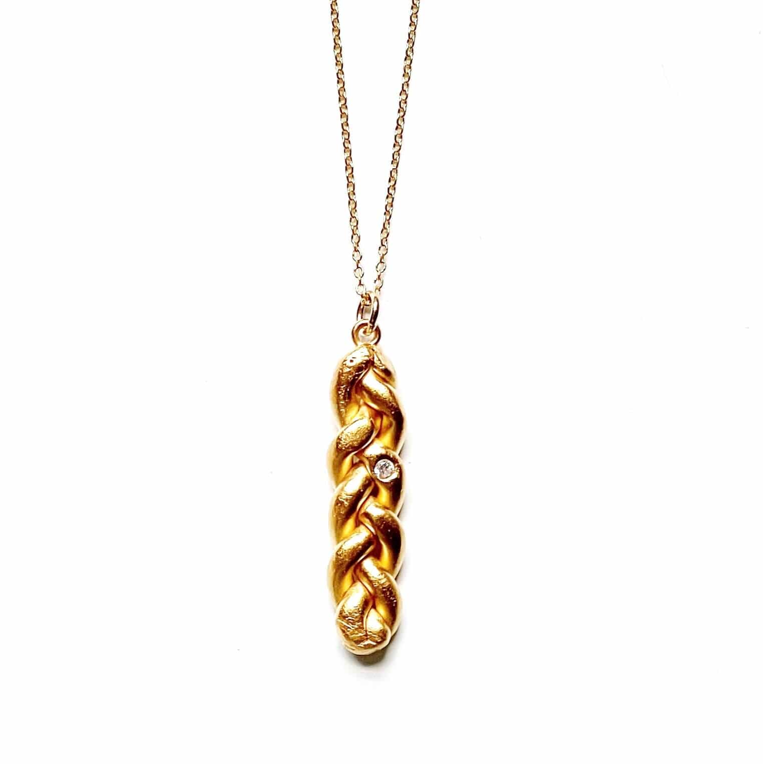 MAS Designs Jewelry Necklaces Gold Challah Pendant Necklace - 24k Gold
