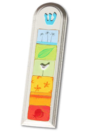 Sharon Goldstein Happy Judaica Mezuzahs Colorful Authentic Elements Whimsical Hand Painted Mezuzahs by Sharon Goldstein - (Choice of Design)