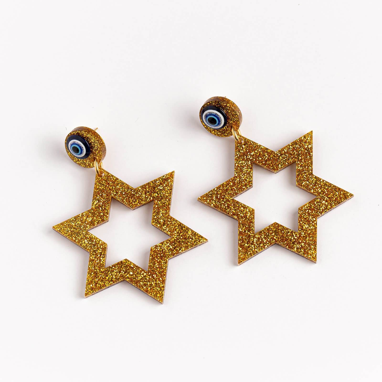 Ariel Tidhar Earrings Gold Ester Magen Statement Earrings - Gold Glitter