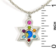 Seeka Necklaces Steel Seeka Multicolor Star of David with Crystals