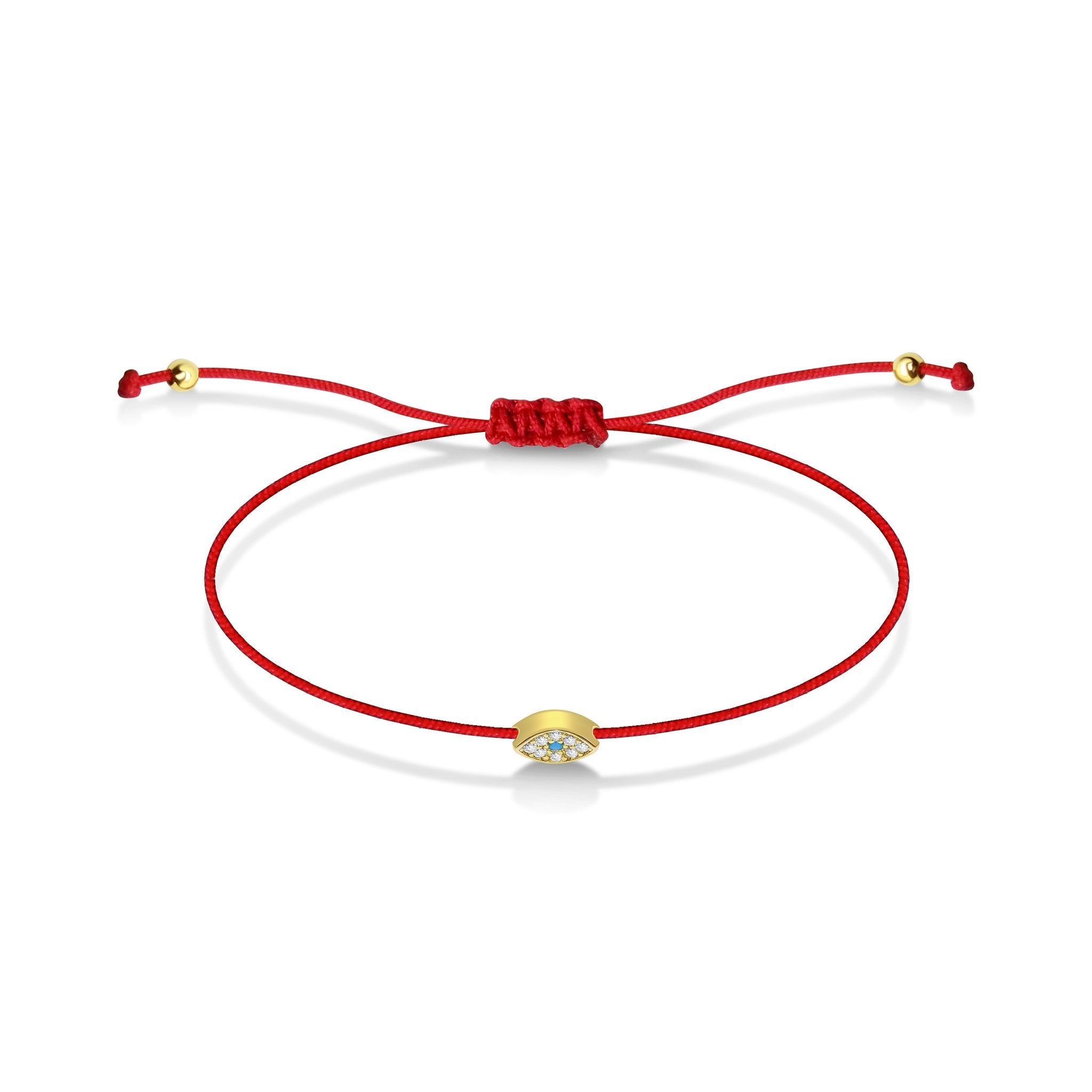 Men's Red String Bracelet with Gold Evil Eye