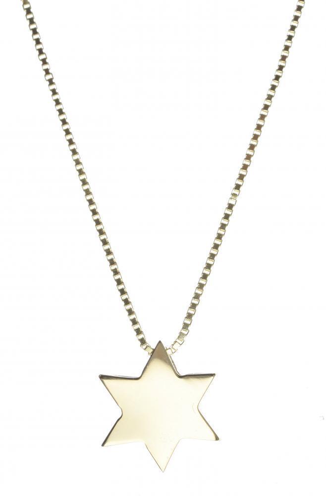 Alef Bet Necklaces 14k Gold Star of David Necklace - Gold, White Gold or Rose Gold