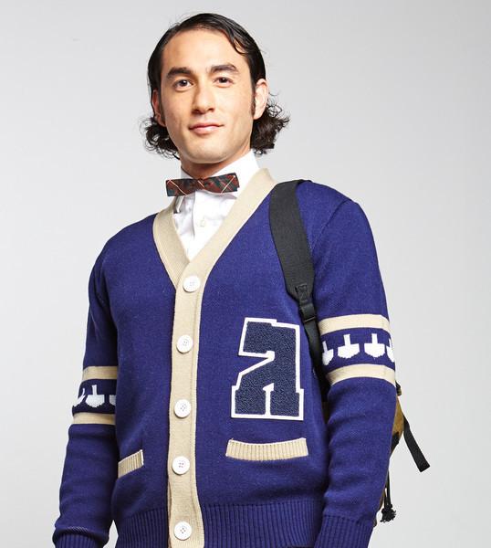 Geltfiend Sweaters Gimmelman Men Varsity Hanukkah Sweater with Authentic Chenille Letter