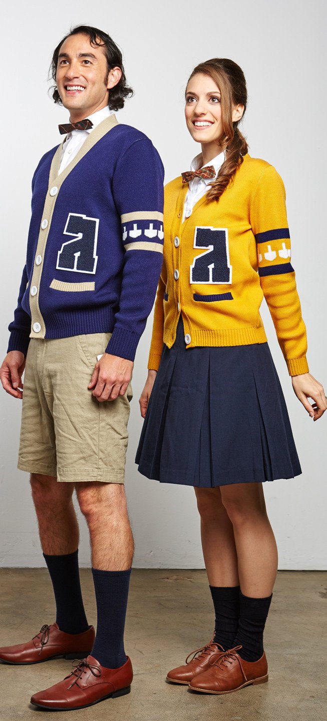 Geltfiend Sweaters Gimmelman Men Varsity Hanukkah Sweater with Authentic Chenille Letter