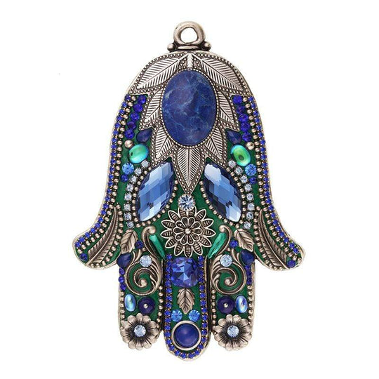 Indigo and Silver Wall Hamsa by Michal Golan
