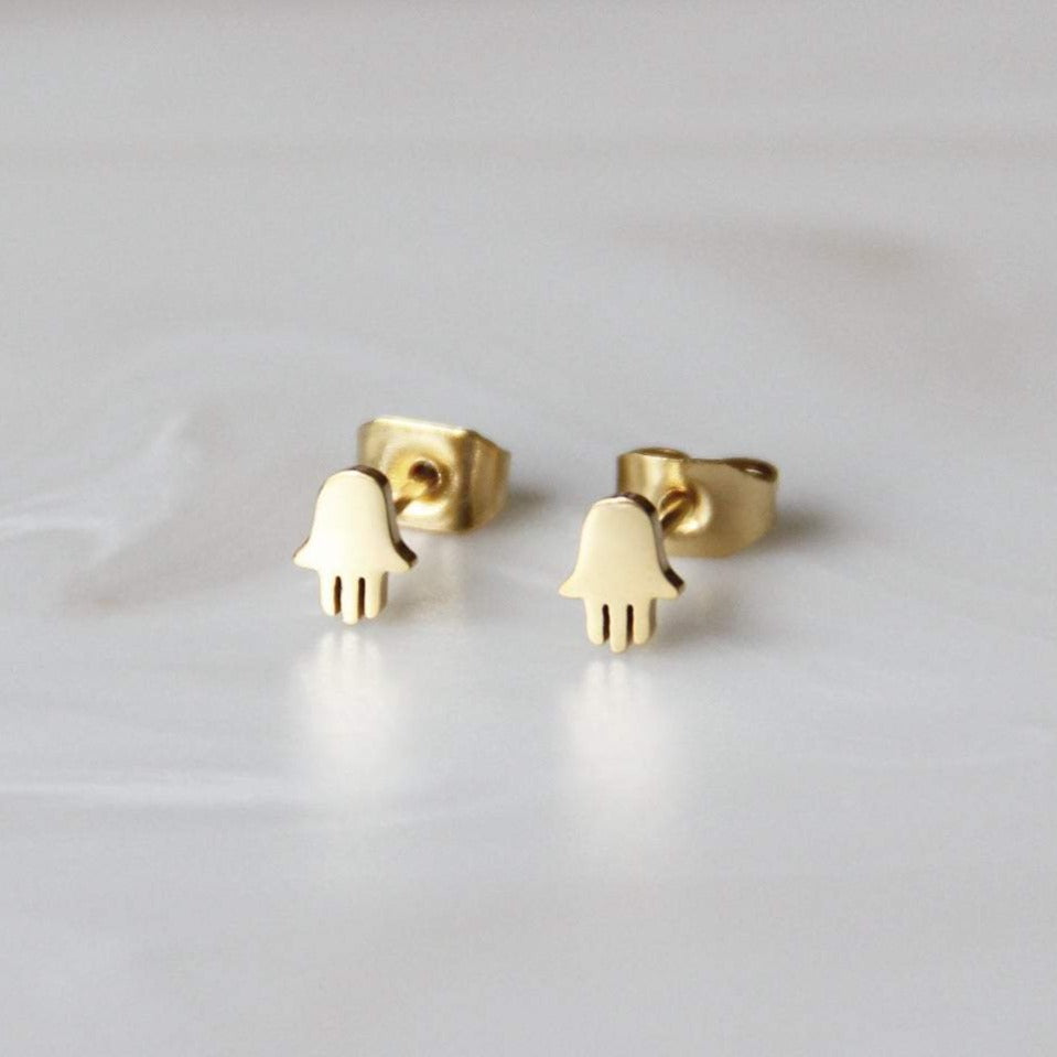 Stitch and Stone Earrings Gold Hamsa Stud Earrings
