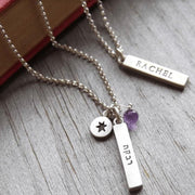 Emily Rosenfeld Necklaces One Bar / One / One Loved-Ones Names Bar Necklace in English or Hebrew - 1, 2, or 3 Names