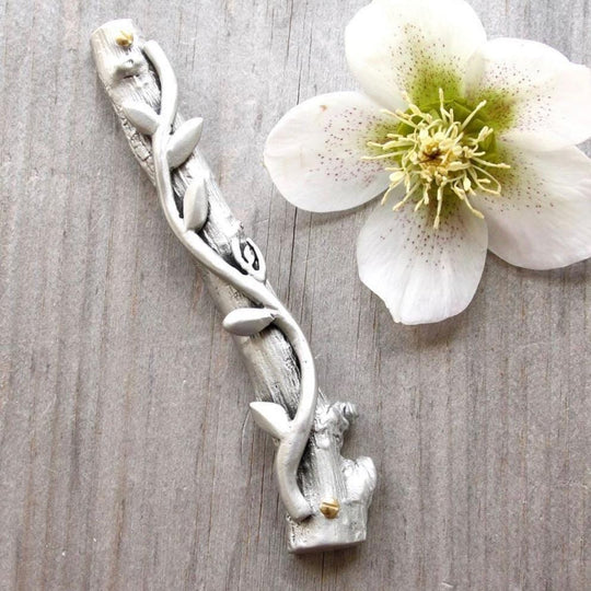 Pewter Vine Mezuzah by Emily Rosenfeld