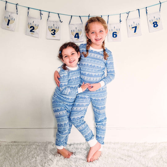 Hanukkah Fair Isle Pajamas - (Kids Unisex Sizes 12M - 16)