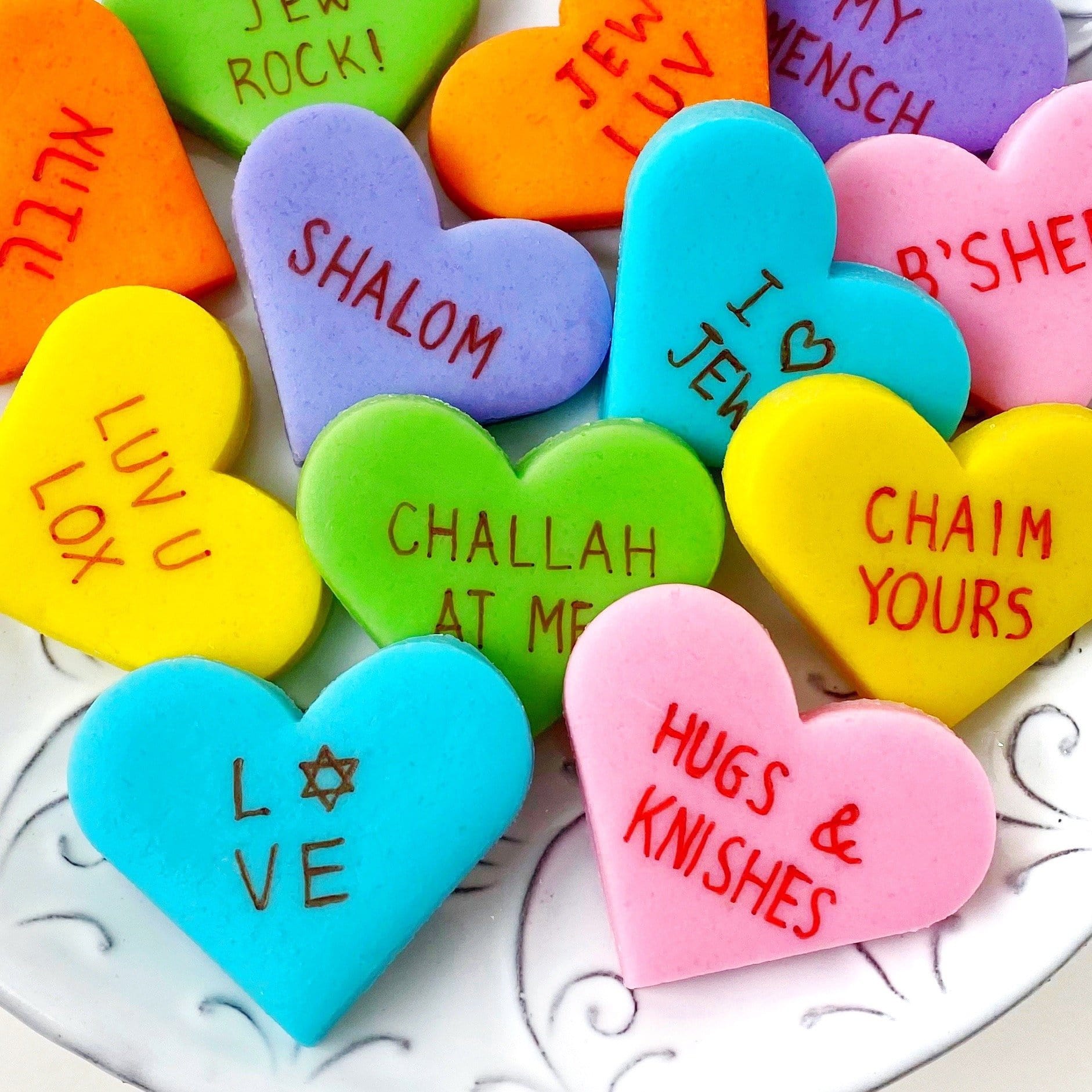 Marzipops Food Marzipan Jewish Conversation Heart Tiles