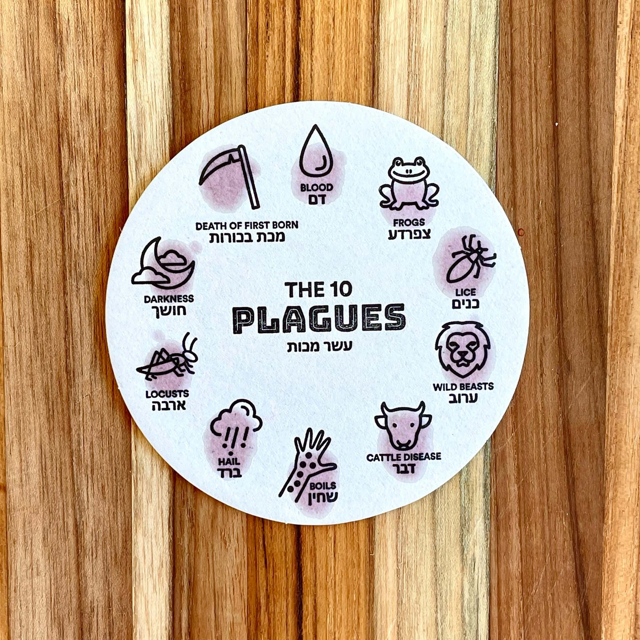 ModernTribe Coasters 10 Plagues Passover Coasters, Set of 11