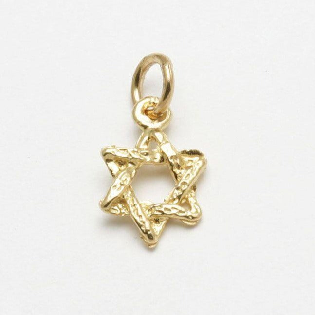 Bareket Jewelry Necklaces 14k Yellow Gold / 16" Box Chain Tiny 14k Gold or White Gold Rustic Star of David Pendant