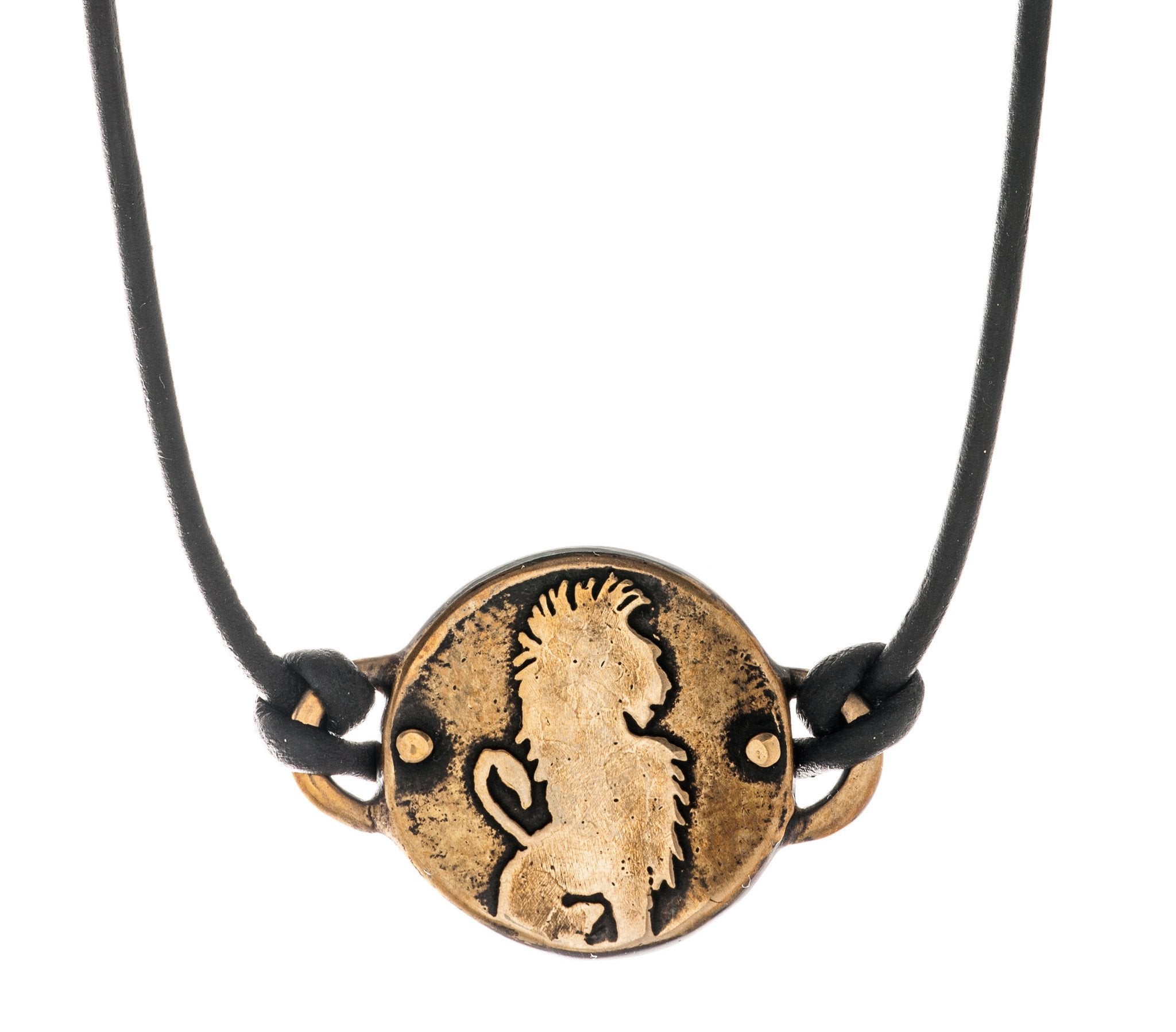 Bronze Lion Medallion Necklace by Marla Studio