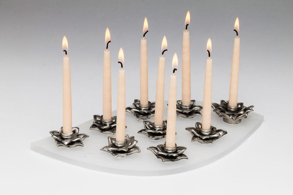 ModernTribe Menorahs Lotus Flower Menorah – Pewter