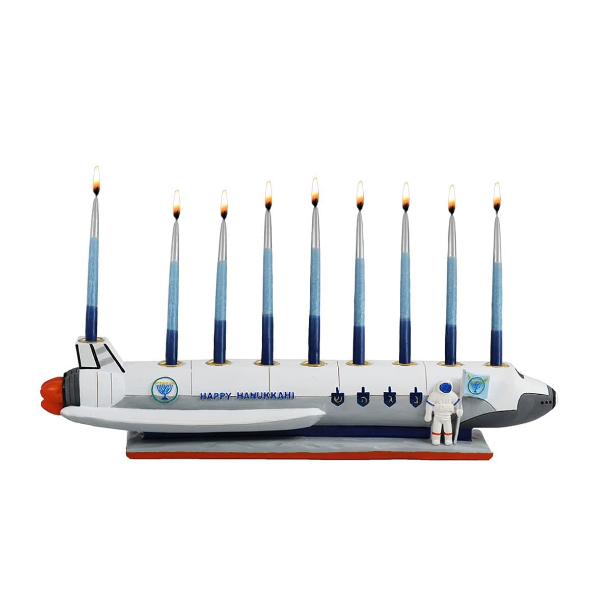 Zion Judaica Menorahs Default Spaceship Hand-Painted Menorah