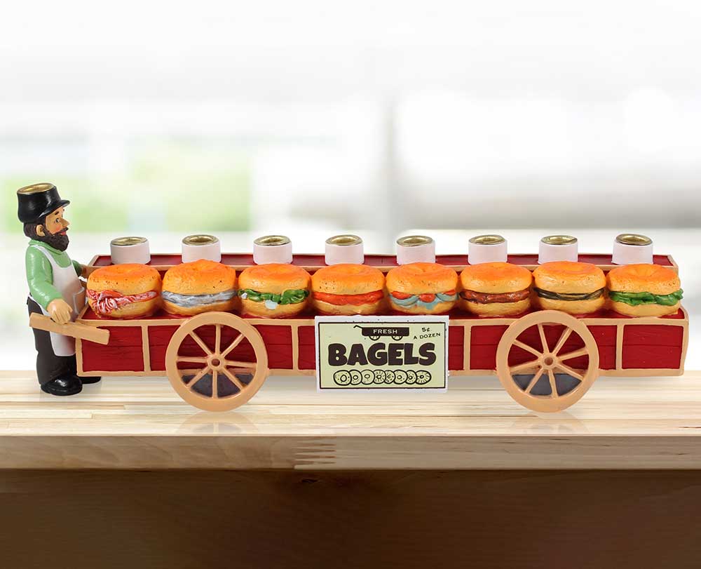 Zion Judaica Menorahs Default Bagels Hand-Painted Menorah