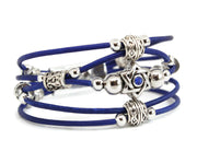 My Tribe by Sea Ranch Jewelry Bracelets Swarovski Star of David Beaded Leather Bracelet - Blue