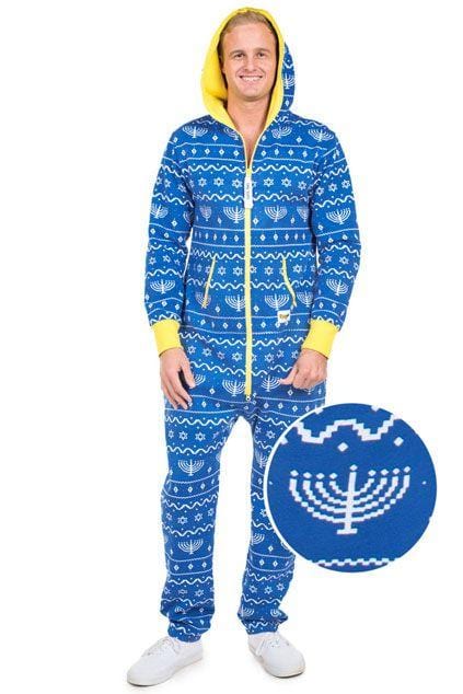 Tipsy Elves Sweatshirts Unisex Blue Hanukkah Jumpsuit - by Tipsy Elves