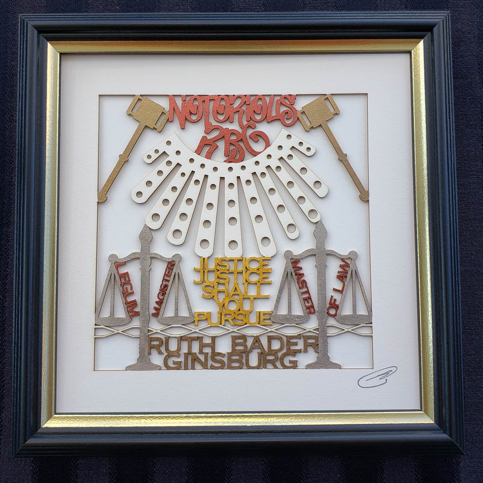 Glenn Grubard Designs Paper Cuttings "Justice, Justice" Ruth Bader Ginsburg RBG Wall Hanging by Glenn Grubard