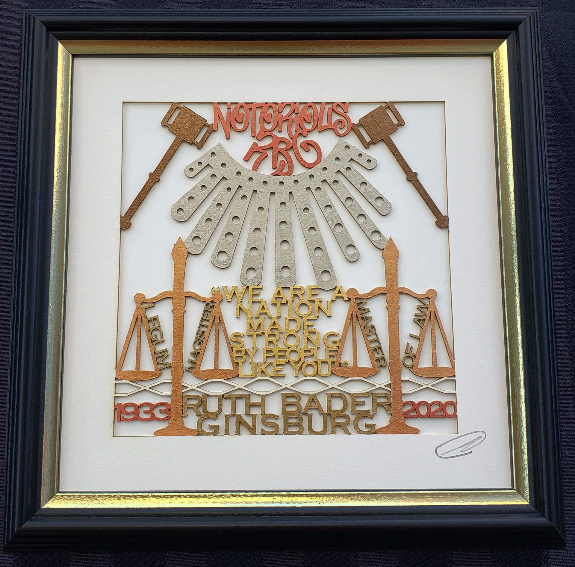 Glenn Grubard Designs Paper Cuttings Ruth Bader Ginsburg RBG Wall Hanging by Glenn Grubard