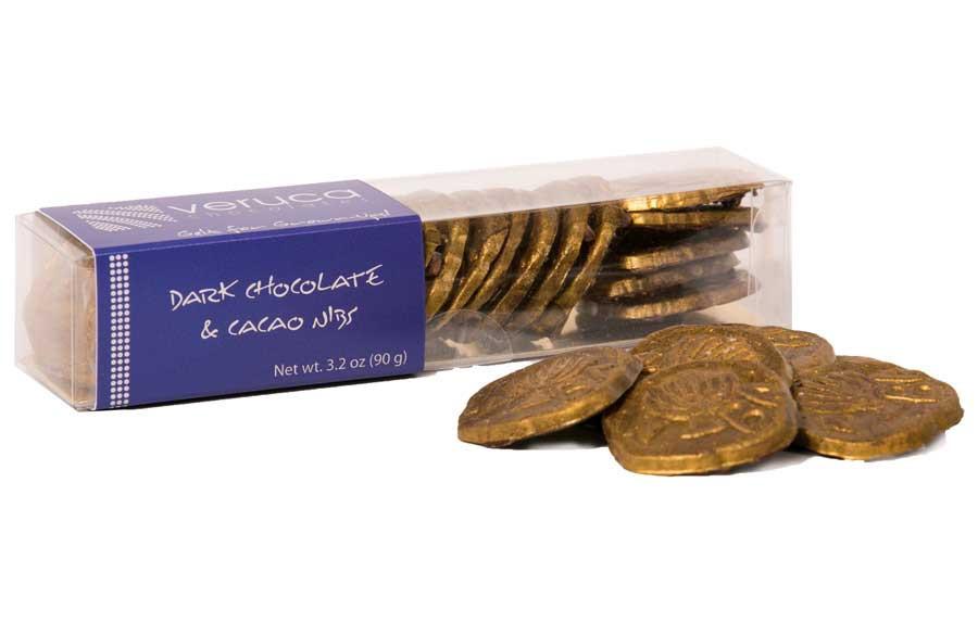 Veruca Chocolates Candy Dark Chocolate with Cocoa Nibs Gelt for Grown-ups by Veruca Chocolates