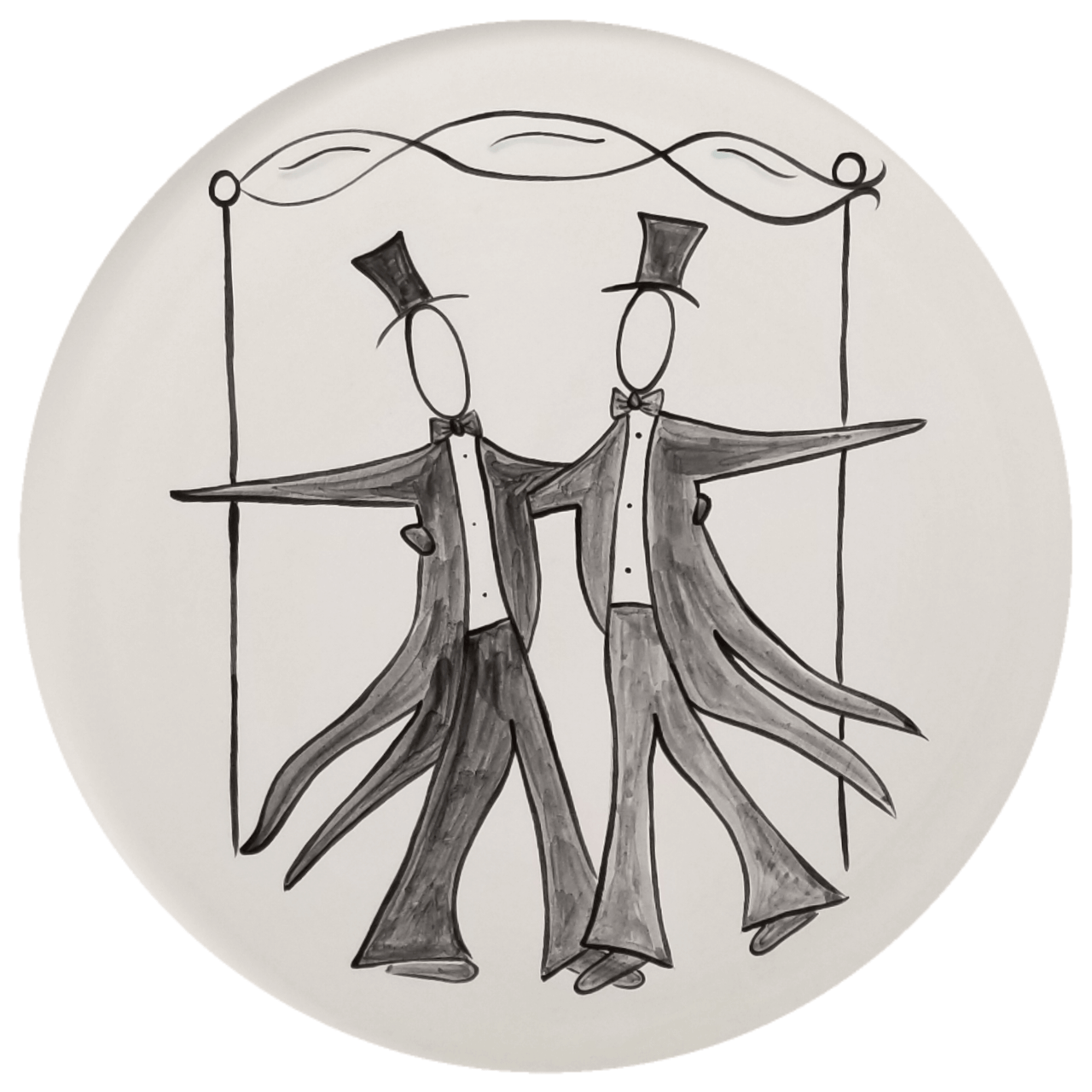 Suzaluna Serving Pieces Two Grooms Personalized Wedding Couple Under the Chuppah Plate