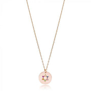Alef Bet Necklaces Blue Rainbow Jewish Star of David Pendant