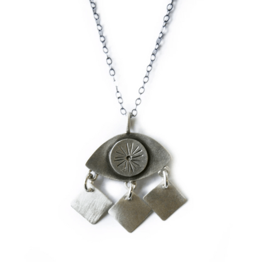 Folklorica Eye Sterling Silver Necklace by Emily Rosenfeld