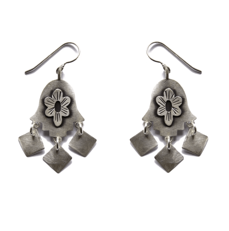 Emily Rosenfeld Earrings Sterling Silver Folklorica Hamsa Earrings by Emily Rosenfeld