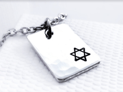 Everything Beautiful Necklaces Small Star of David Hammered Rectangle Necklace - Sterling Silver