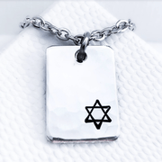 Everything Beautiful Necklaces Small Star of David Hammered Rectangle Necklace - Sterling Silver