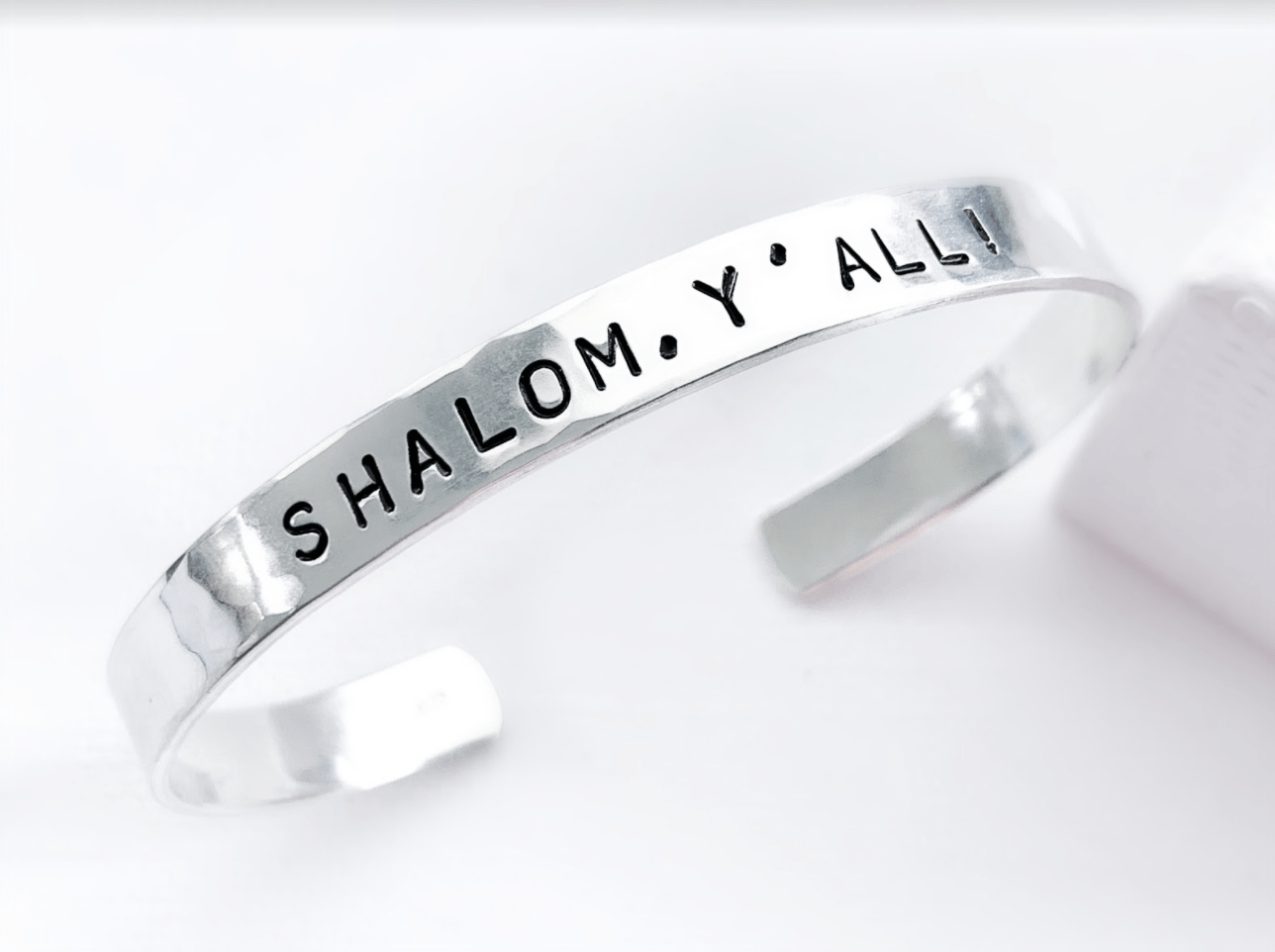 Everything Beautiful Bracelets Sterling Silver Shalom Y'all! Hammered Cuff Bracelet - Sterling Silver