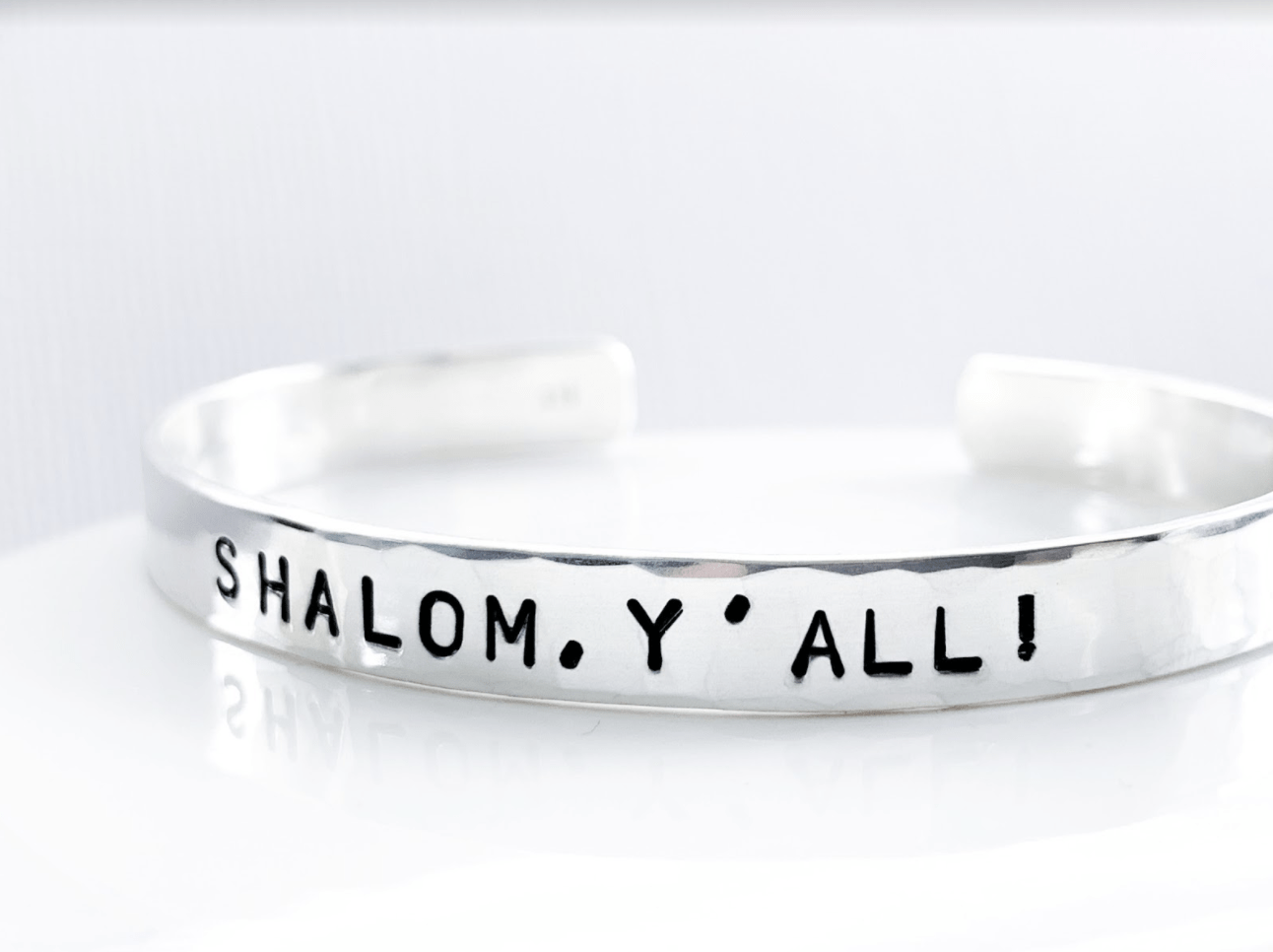 Everything Beautiful Bracelets Sterling Silver Shalom Y'all! Hammered Cuff Bracelet - Sterling Silver