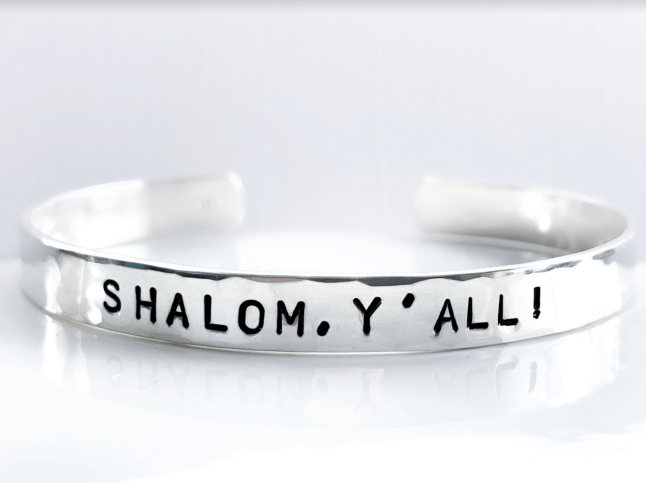 Everything Beautiful Bracelets Sterling Silver Shalom Y'all! Hammered Cuff Bracelet - Sterling Silver