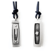 Emily Rosenfeld Necklaces Silver Men's Shin Mezuzah Necklace on Leather by Emily Rosenfeld