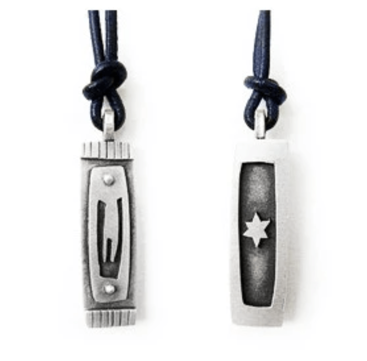 Emily Rosenfeld Necklaces Silver Men's Shin Mezuzah Necklace on Leather by Emily Rosenfeld