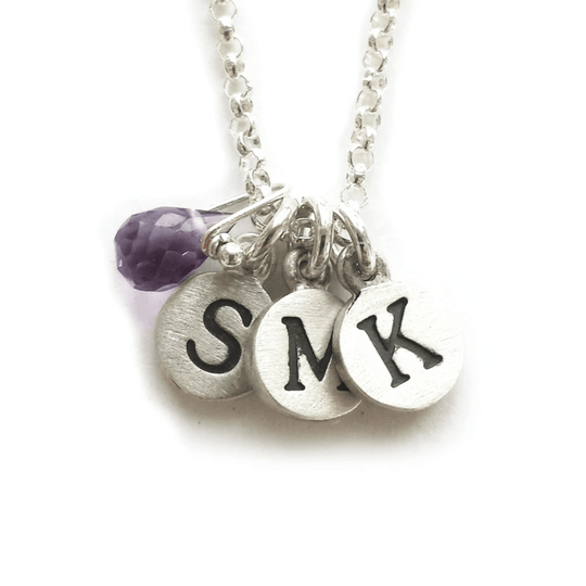 Personalized Tiny Dot Sterling Silver Necklace with Gemstones